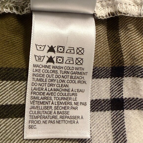 Lucky Brand Green & White Plaid Button-Up Shirt M Classic Fit Soft Flannel - Picture 6 of 9